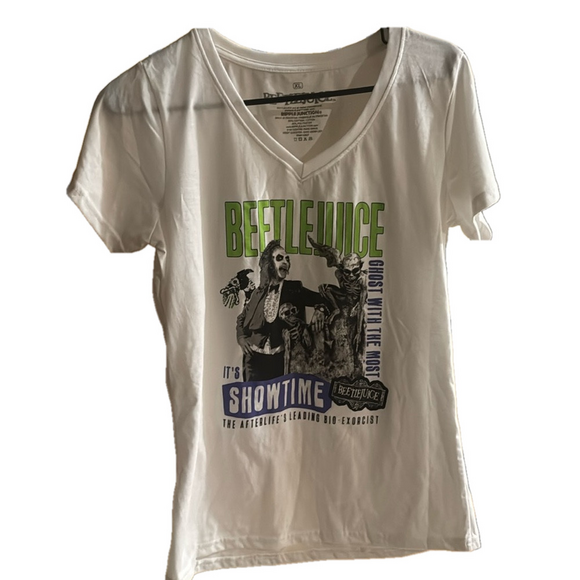 NEW Women's Beetlejuice Ghost with the Most Showtime T-Shirt White Sz xl - Picture 3 of 5
